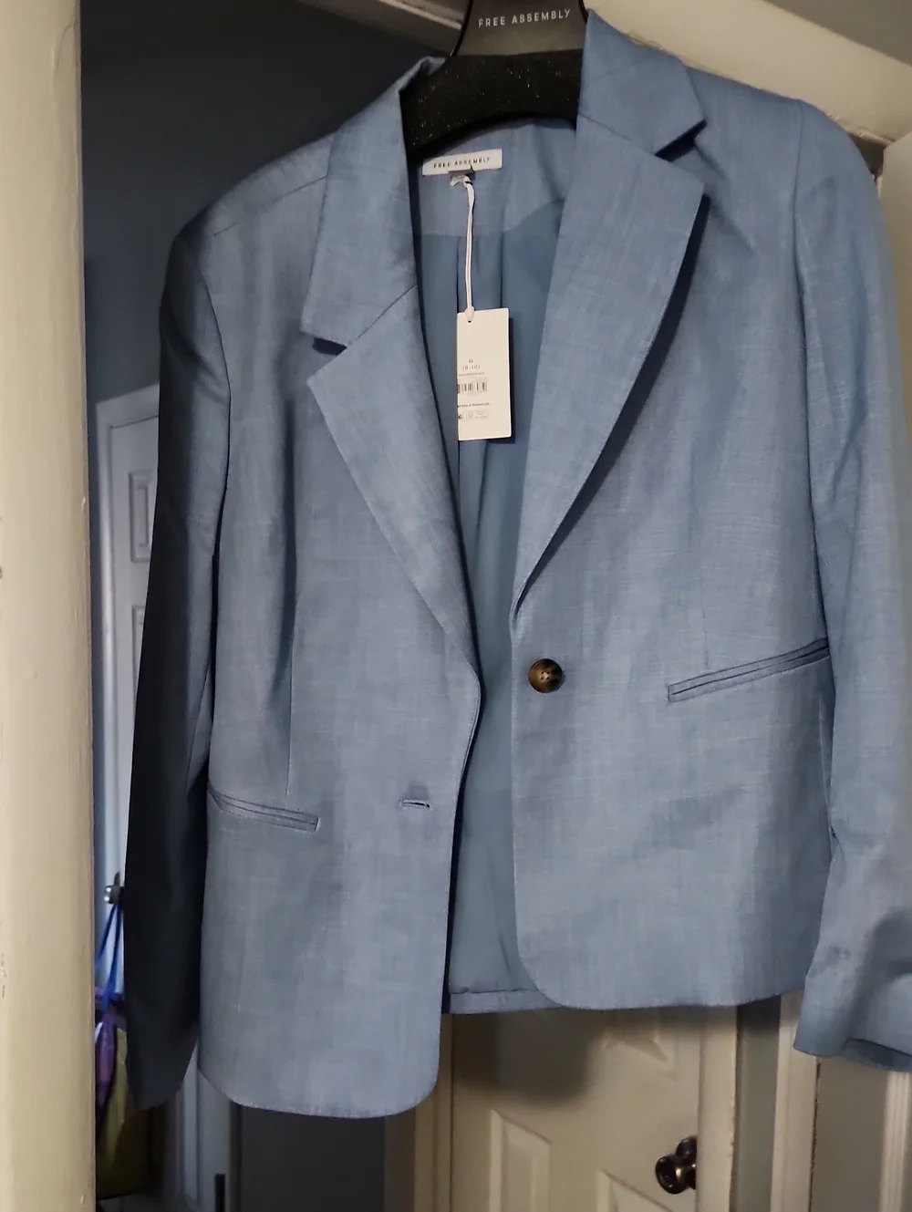 Women's Light Blue Single-Button Blazer